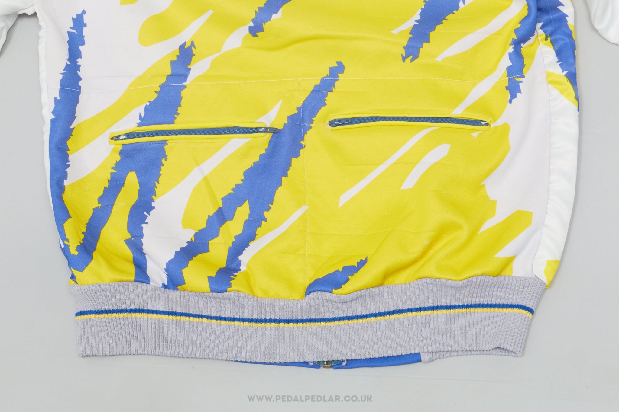 Evervrienden Brakel - Everbeek White, Yellow and Blue Large Vintage Winter Cycling Jacket - Pedal Pedlar - Clothing For Sale