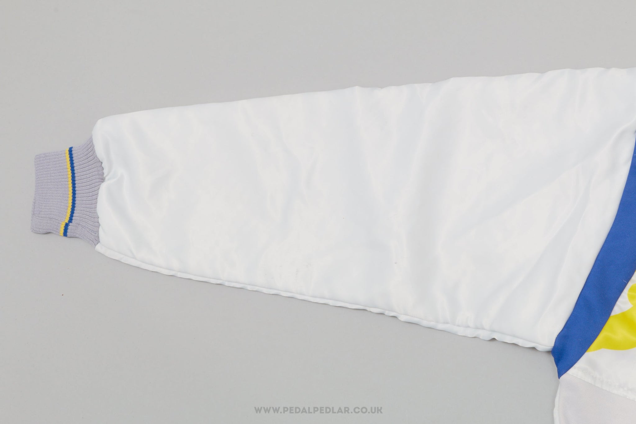 Evervrienden Brakel - Everbeek White, Yellow and Blue Large Vintage Winter Cycling Jacket - Pedal Pedlar - Clothing For Sale