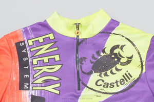 Castelli 'Energy System' Purple, Red & Neon Yellow Large Vintage Cycling Jersey - Pedal Pedlar - Clothing For Sale