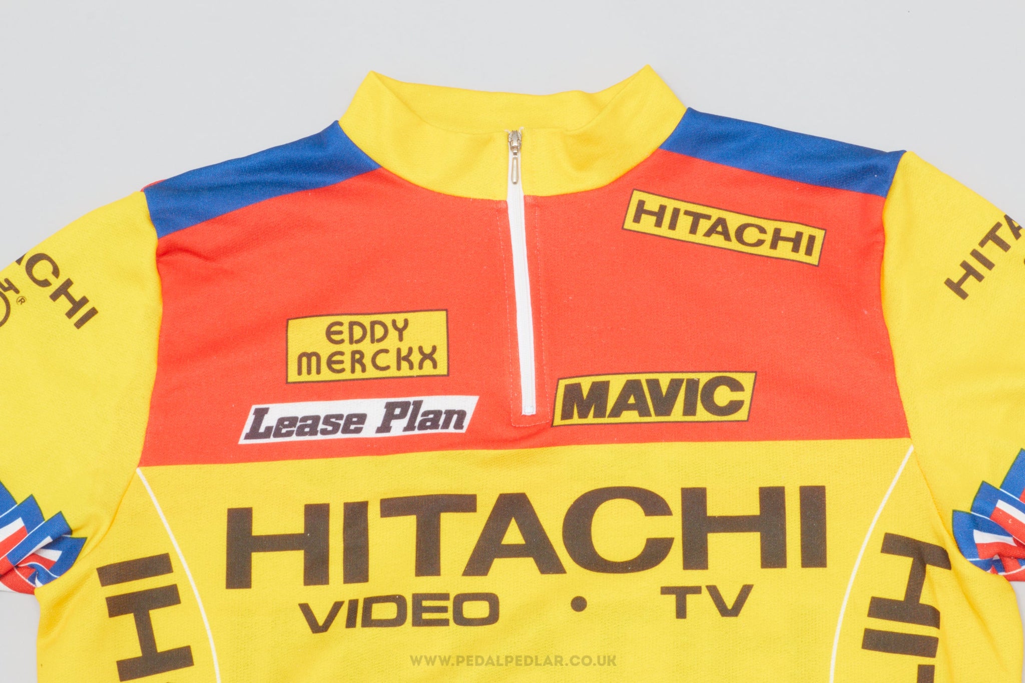 Eddy Merckx Team Hitachi Lease Plan Mavic c.1989 Large Vintage Cycling Jersey