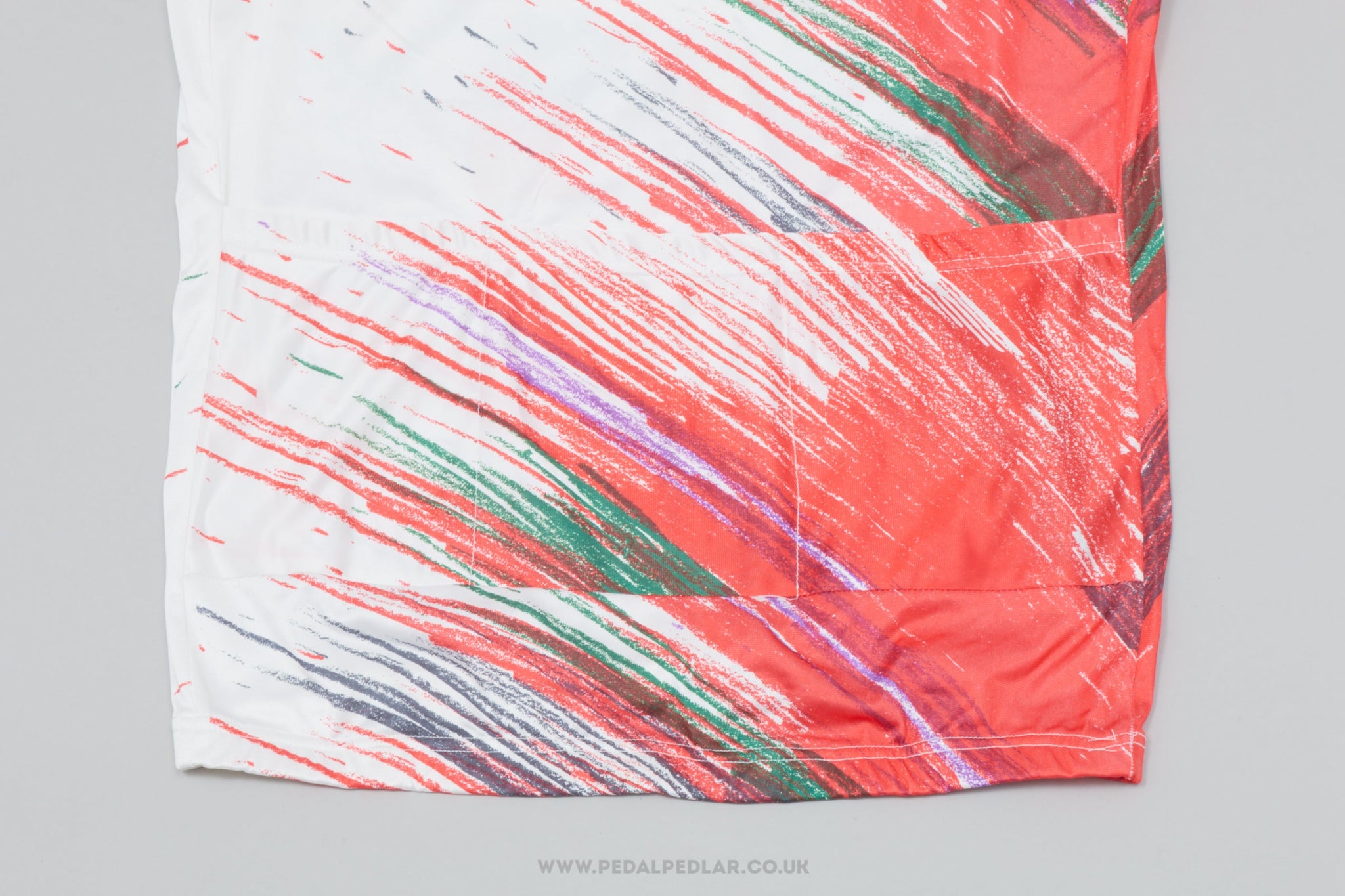 'Bauhaus' White & Red Large Vintage Cycling Jersey - Pedal Pedlar - Clothing For Sale