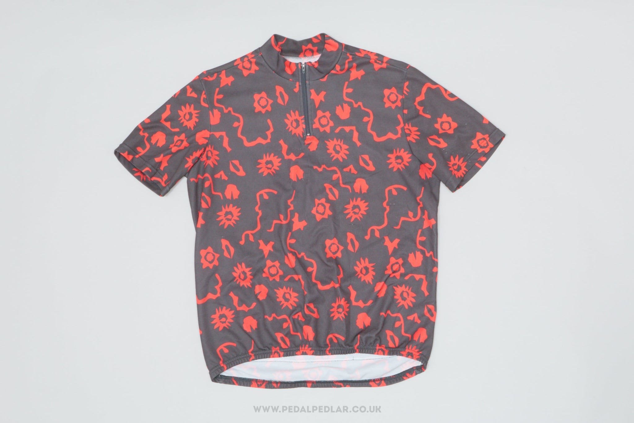 Patterned Black Red Large Vintage Cycling Jersey