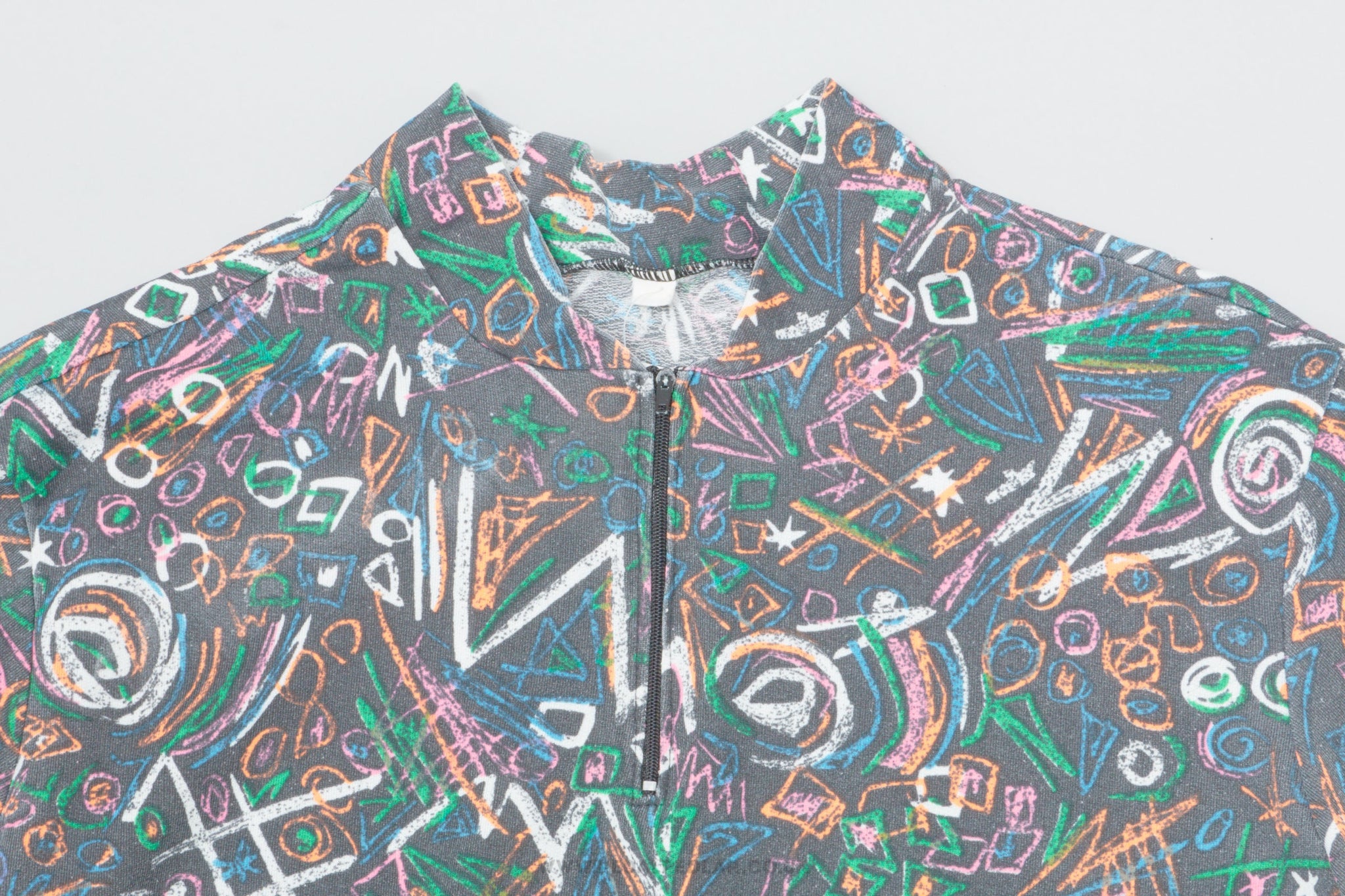 Grey w) White & Neon Doodles XL Vintage Cycling Jersey - Pedal Pedlar - Clothing For Sale