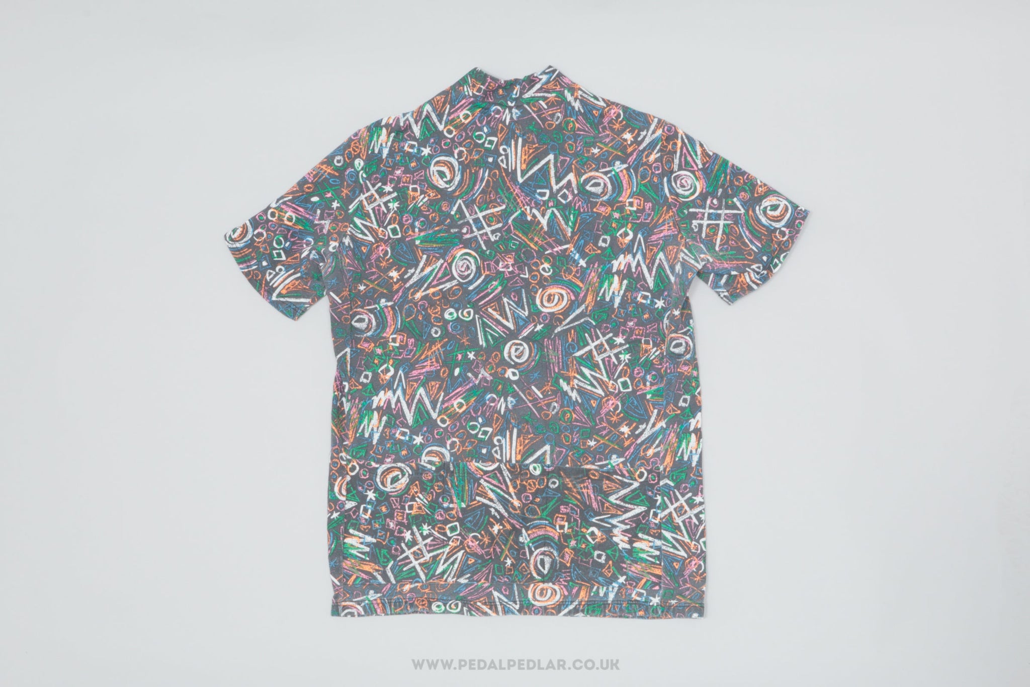 Grey w) White & Neon Doodles XL Vintage Cycling Jersey - Pedal Pedlar - Clothing For Sale