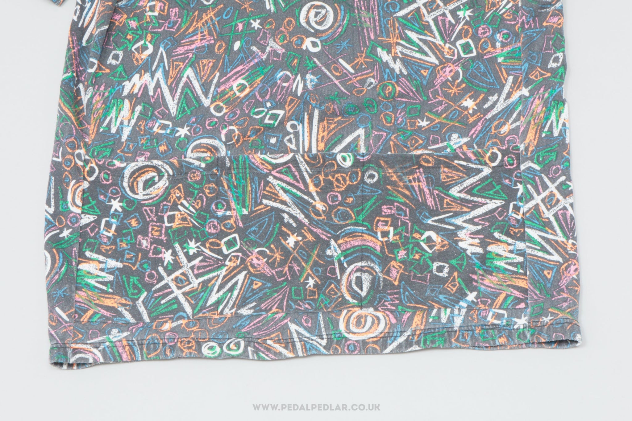 Grey w) White & Neon Doodles XL Vintage Cycling Jersey - Pedal Pedlar - Clothing For Sale