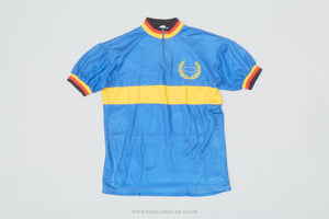 Brugemann Blue, Yellow, Black & Red Medium Vintage Cycling Jersey - Pedal Pedlar - Clothing For Sale