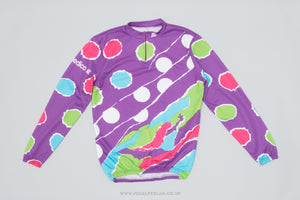 Medico Purple / Multi-Patterned Large Vintage Long Sleeved Cycling Jersey - Pedal Pedlar - Clothing For Sale