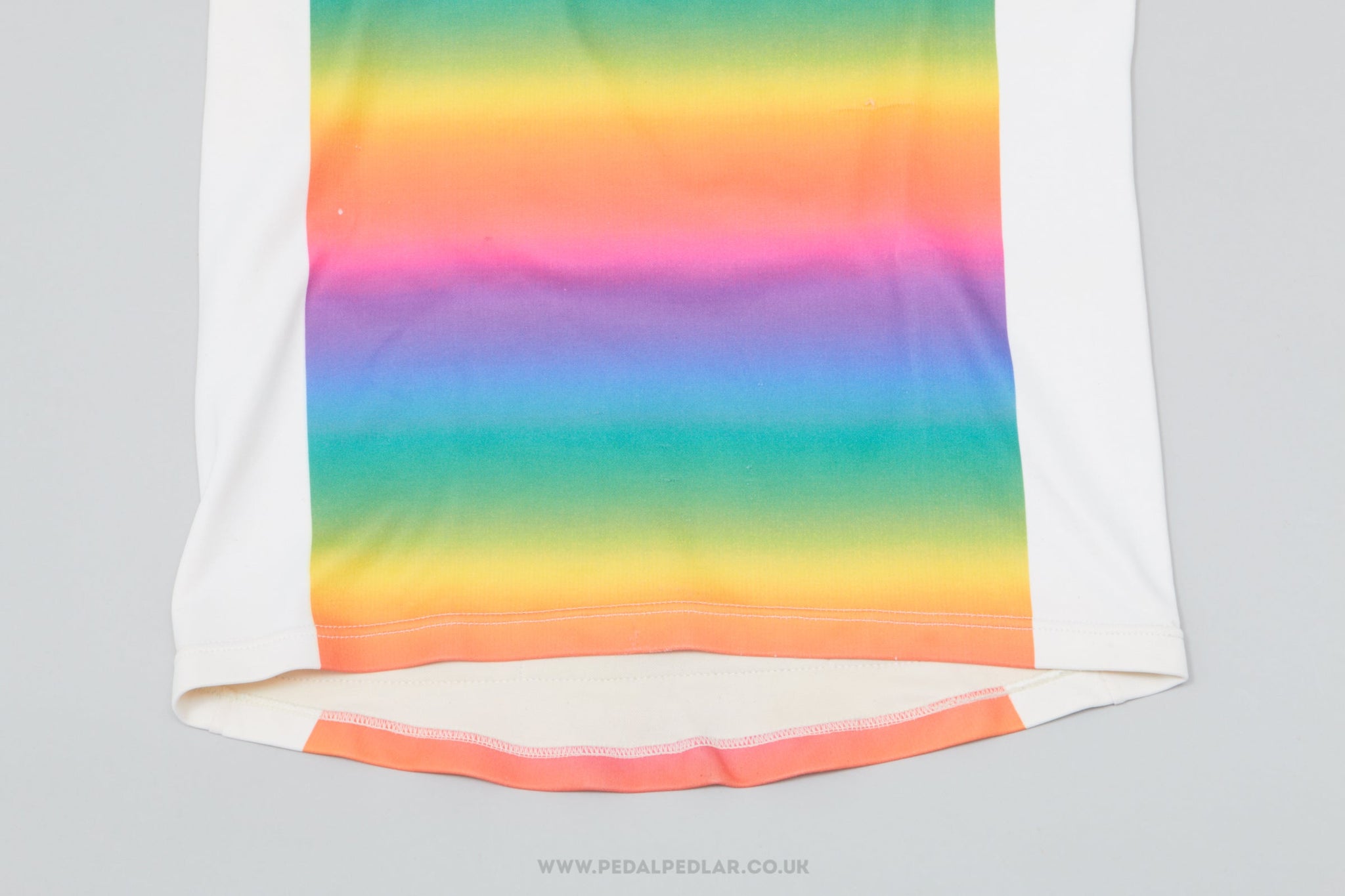 White & Rainbow Fades Medium Vintage Cycling Jersey - Pedal Pedlar - Clothing For Sale