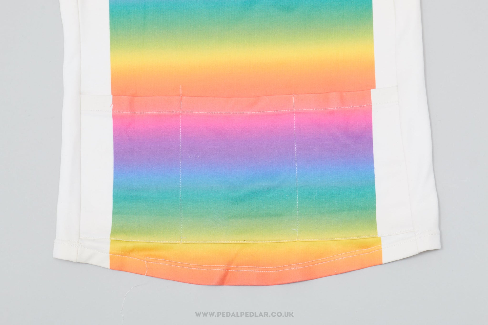 White & Rainbow Fades Medium Vintage Cycling Jersey - Pedal Pedlar - Clothing For Sale