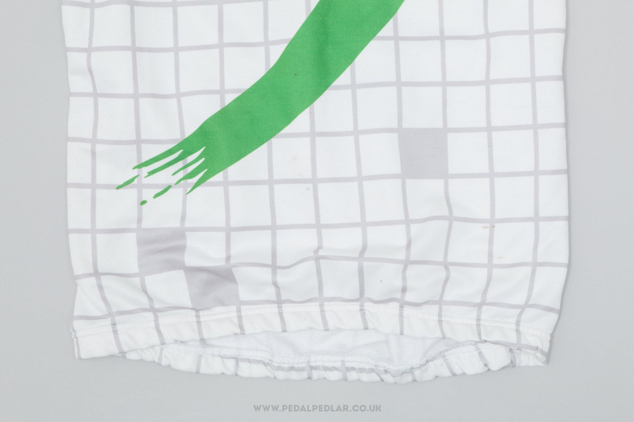 White / Grey / Green Geometric Medium Vintage Cycling Jersey - Pedal Pedlar - Clothing For Sale