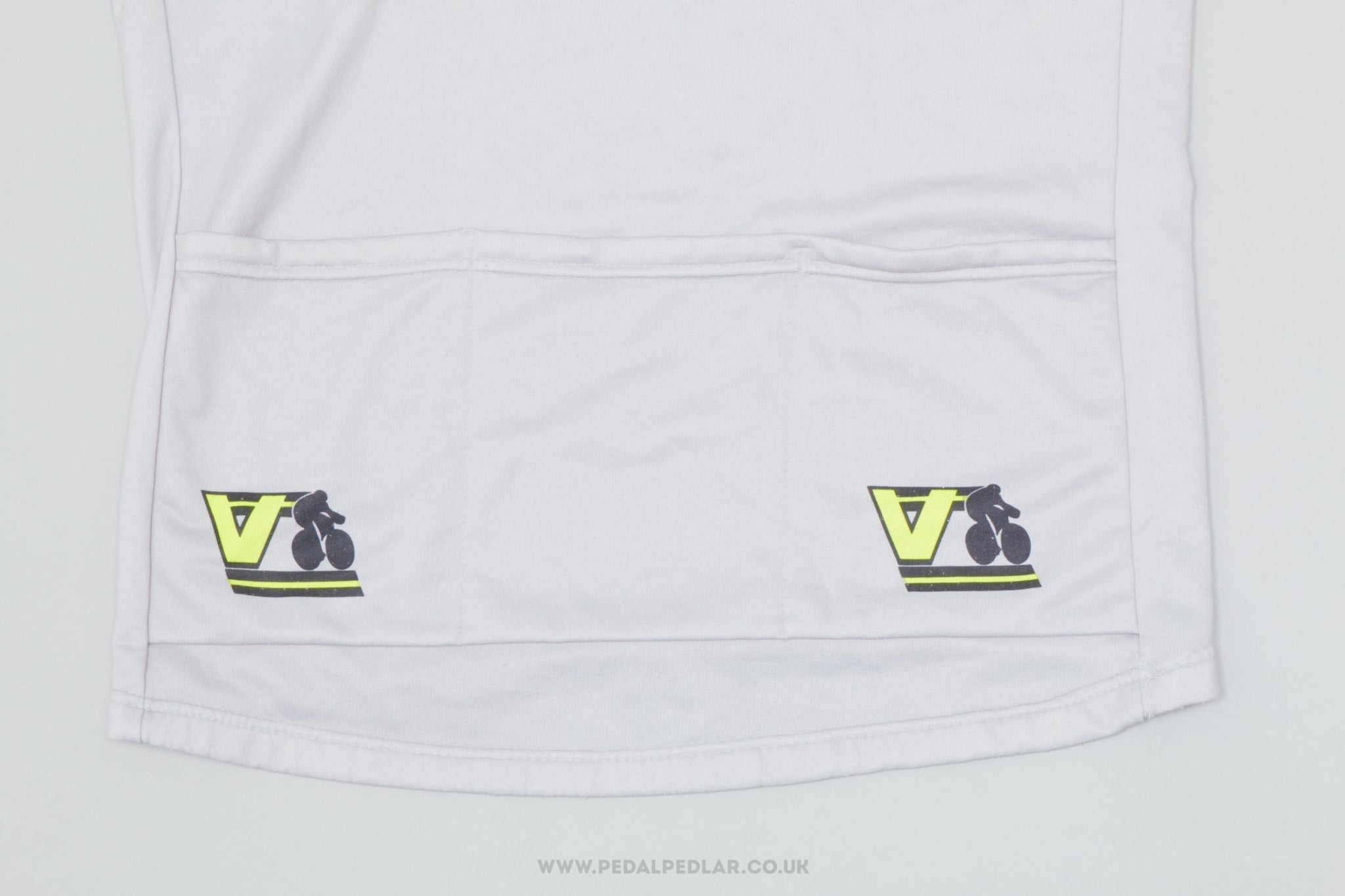 Velo-Sport Grey & Neon Yellow Medium Vintage Cycling Jersey - Pedal Pedlar - Clothing For Sale