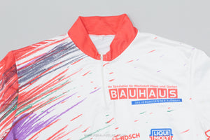 'Bauhaus' White & Red Large Vintage Cycling Jersey - Pedal Pedlar - Clothing For Sale