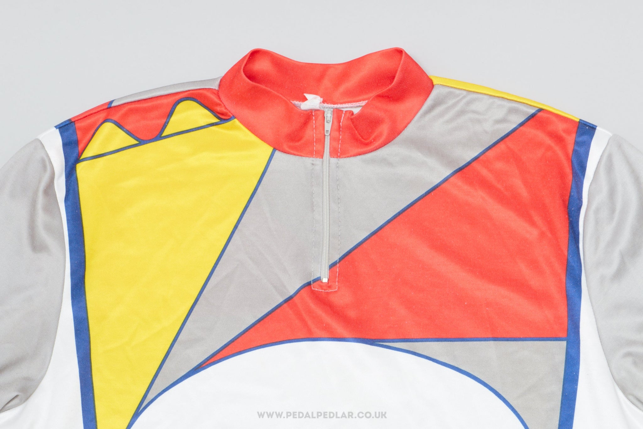 White / Yellow / Red / Grey Large Vintage Cycling Jersey - Pedal Pedlar - Clothing For Sale