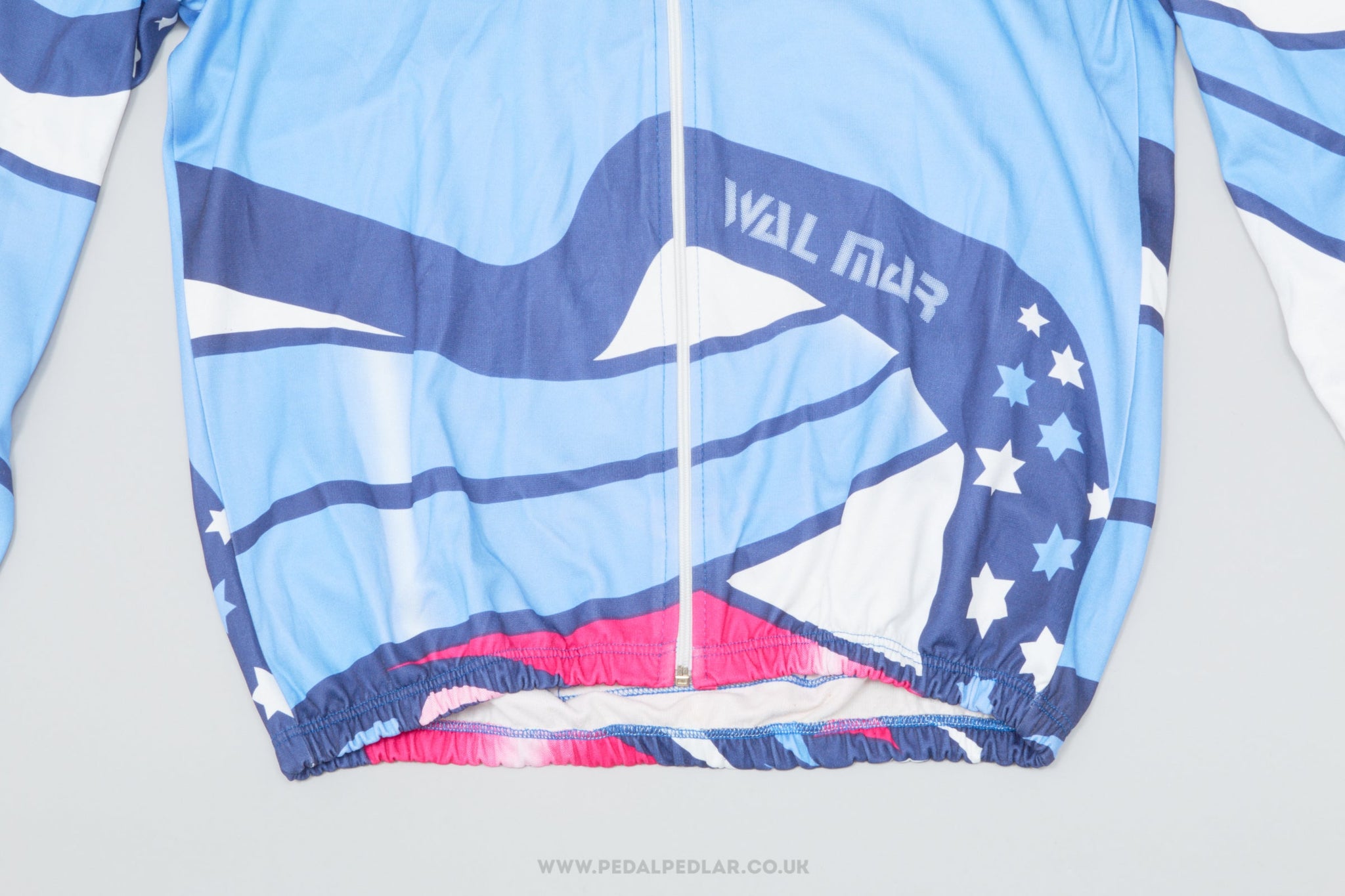 Wal Mar Blue & White Stars XL Vintage Long Sleeved Cycling Jersey - Pedal Pedlar - Clothing For Sale
