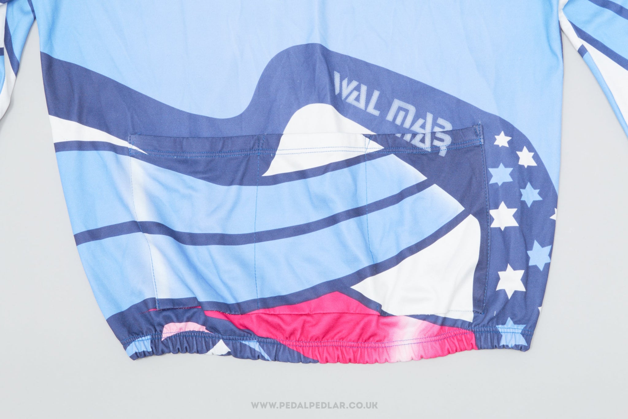Wal Mar Blue & White Stars XL Vintage Long Sleeved Cycling Jersey - Pedal Pedlar - Clothing For Sale