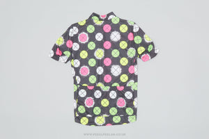 Santini Black with Neon Spots Small Vintage Cycling Jersey - Pedal Pedlar - Clothing For Sale