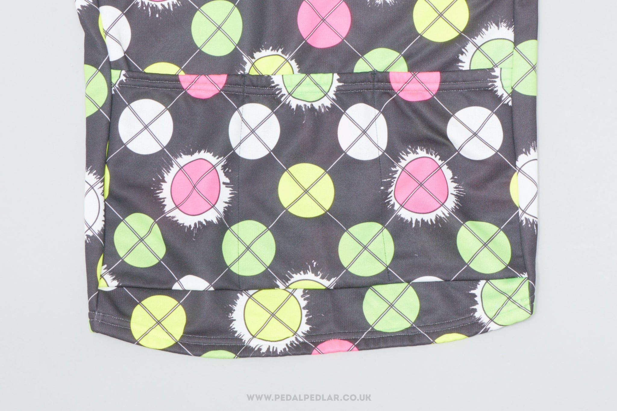 Santini Black with Neon Spots Small Vintage Cycling Jersey - Pedal Pedlar - Clothing For Sale