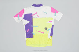 Giordana Eddy Merckx White, Purple & Neon c.1989 Large Vintage Cycling Jersey - Pedal Pedlar - Clothing For Sale