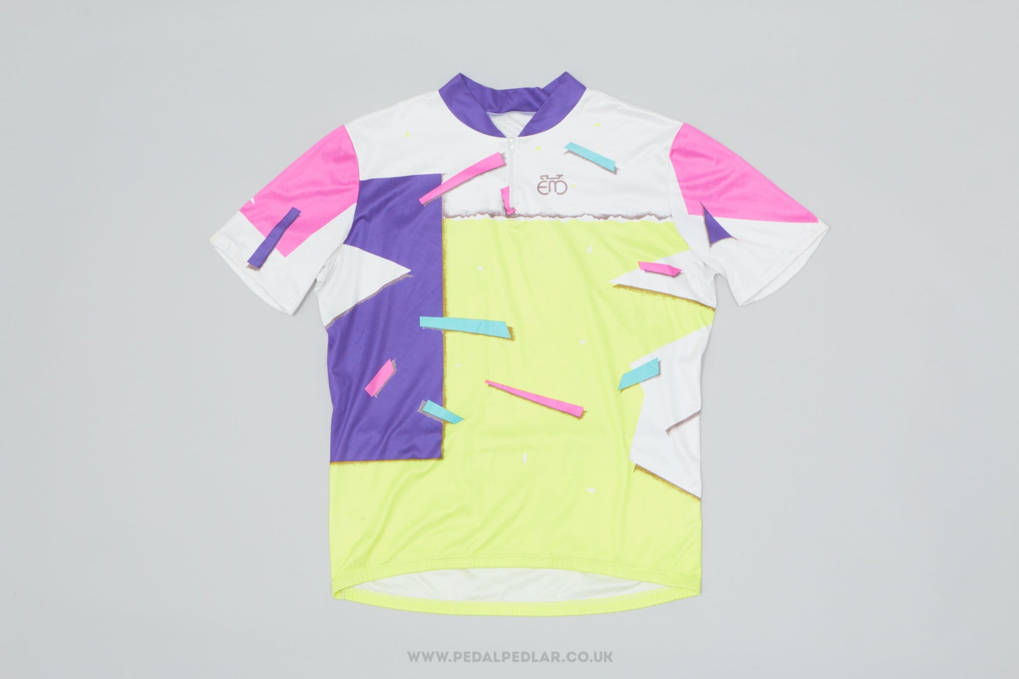 Eddy Merckx White Purple Neon XL Vintage Cycling Jersey