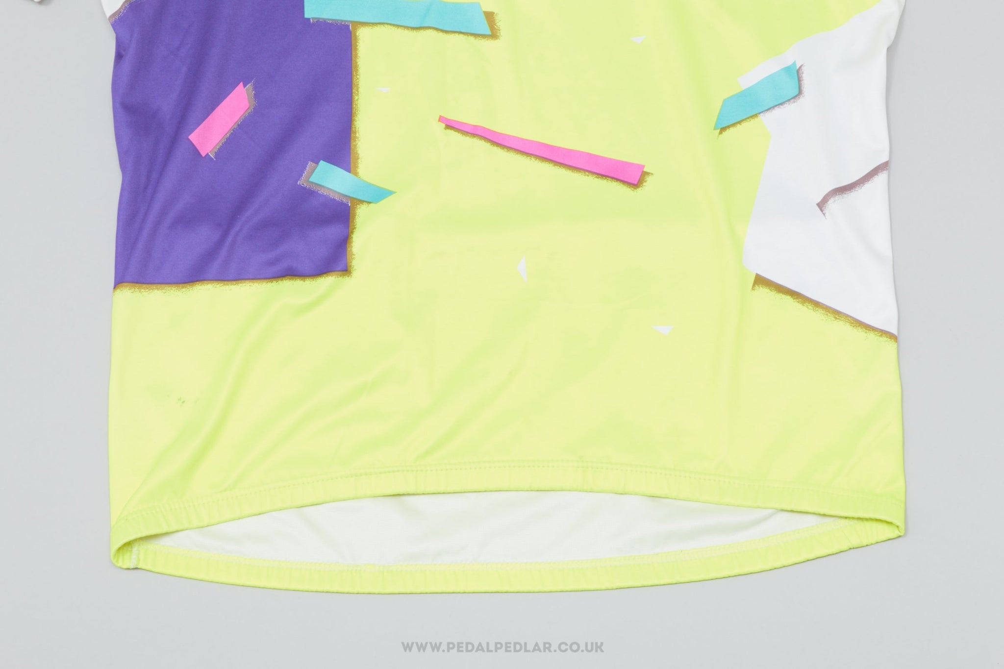 Eddy Merckx White, Purple & Neon XL Vintage Cycling Jersey - Pedal Pedlar - Clothing For Sale