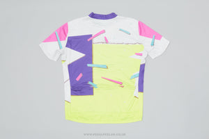 Eddy Merckx White, Purple & Neon XL Vintage Cycling Jersey - Pedal Pedlar - Clothing For Sale