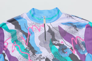 AGU Purple, Blue & Green Large Vintage Long Sleeved Cycling Jersey - Pedal Pedlar - Clothing For Sale