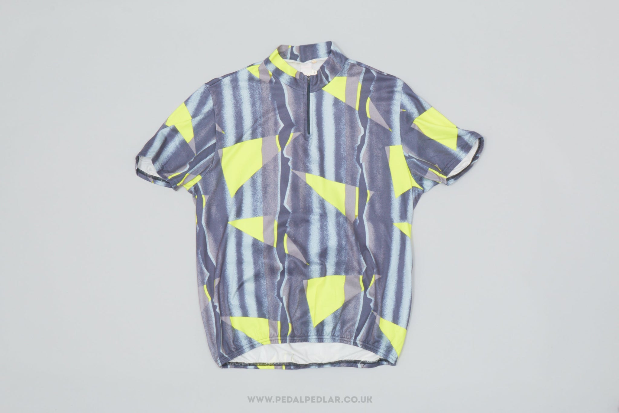 Rogelli Grey & Neon Yellow Geometric Large Vintage Cycling Jersey - Pedal Pedlar - Clothing For Sale