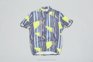 Rogelli Grey & Neon Yellow Geometric Large Vintage Cycling Jersey - Pedal Pedlar - Clothing For Sale