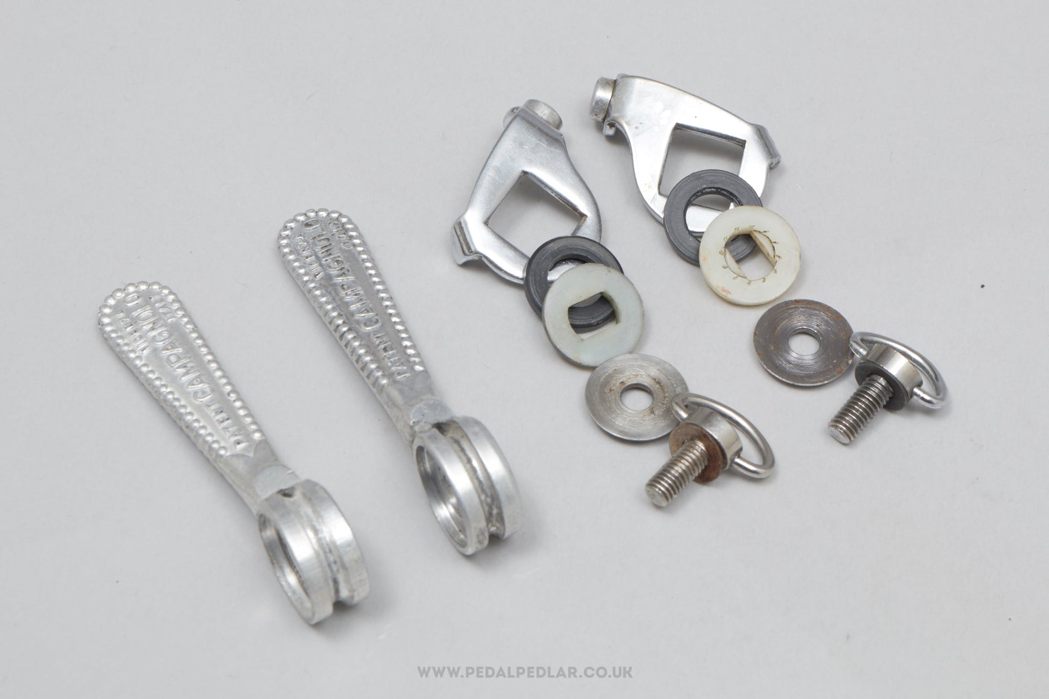 Campagnolo Nuovo/Super Record (1013/5 / 1013/6) Silver Guides Vintage Braze-On Downtube Shifters - Pedal Pedlar - Bike Parts For Sale