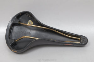 Selle San Marco Rolls c.1990 Vintage Black Leather Saddle - Pedal Pedlar - Bike Parts For Sale