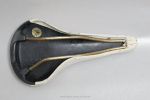 Selle San Marco Rolls c.1987 Vintage White Leather Saddle - Pedal Pedlar - Bike Parts For Sale