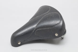 Peugeot Sprung Vintage Black Leather Saddle - Pedal Pedlar - Bike Parts For Sale