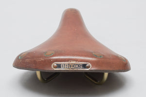 Brooks Professional S Short Gold Rails Vintage Brown Leather Saddle - Pedal Pedlar - Bike Parts For Sale