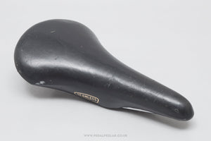 Fujita Seamless Super Y.F.C Vintage Black Leather Saddle - Pedal Pedlar - Bike Parts For Sale