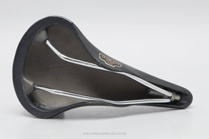 Fujita Seamless Super Y.F.C Vintage Black Leather Saddle - Pedal Pedlar - Bike Parts For Sale