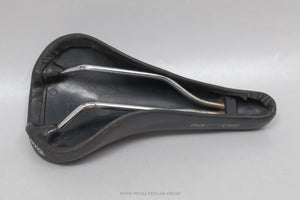 Selle Italia Turbo World Champion Stripes c.1986 Vintage Black Leather Saddle - Pedal Pedlar - Bike Parts For Sale