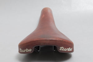 Selle Italia Turbo c.1985 Vintage Maroon Leather Saddle - Pedal Pedlar - Bike Parts For Sale