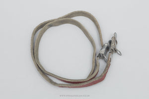 Christophe 516 R Pourtrait-Morin Stamped Leather Vintage Red Pedal / Toe Clip Straps - Pedal Pedlar - Bike Parts For Sale