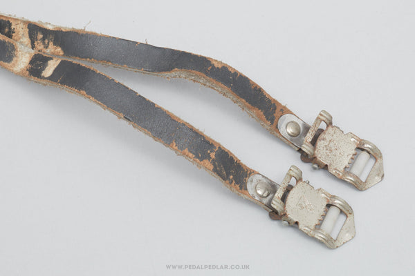Gran Premio Leather Vintage Black Pedal / Toe Clip Straps - Pedal Pedlar - Bike Parts For Sale