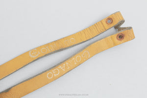 Ri-Mo Colnago Branded Leather Vintage Yellow Pedal / Toe Clip Straps - Pedal Pedlar - Bike Parts For Sale