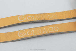 Ri-Mo Colnago Branded Leather Vintage Yellow Pedal / Toe Clip Straps - Pedal Pedlar - Bike Parts For Sale