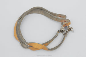 Ri-Mo Colnago Branded Leather Vintage Yellow Pedal / Toe Clip Straps - Pedal Pedlar - Bike Parts For Sale