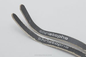 Christophe 516 N Pourtrait-Morin Stamped Leather Vintage Black Pedal / Toe Clip Straps - Pedal Pedlar - Bike Parts For Sale