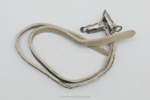 Christophe 516 N Pourtrait-Morin Stamped Leather Vintage Black Pedal / Toe Clip Straps - Pedal Pedlar - Bike Parts For Sale